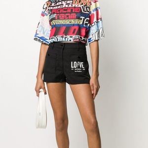 MOSCHINO Black Love Script Print Shorts